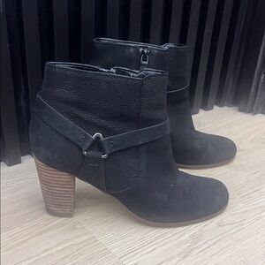 Cole Haan Black Leather Heeled Boots